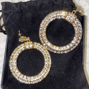 Costume gold and rhinestone hoop earrings. Great accessory. Never worn.